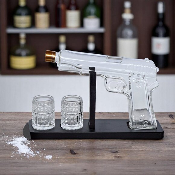 Gifts for Men Dad, 10.1 Oz Whiskey Decanter Set with 2 shot glasses and display - Picture 10 of 12